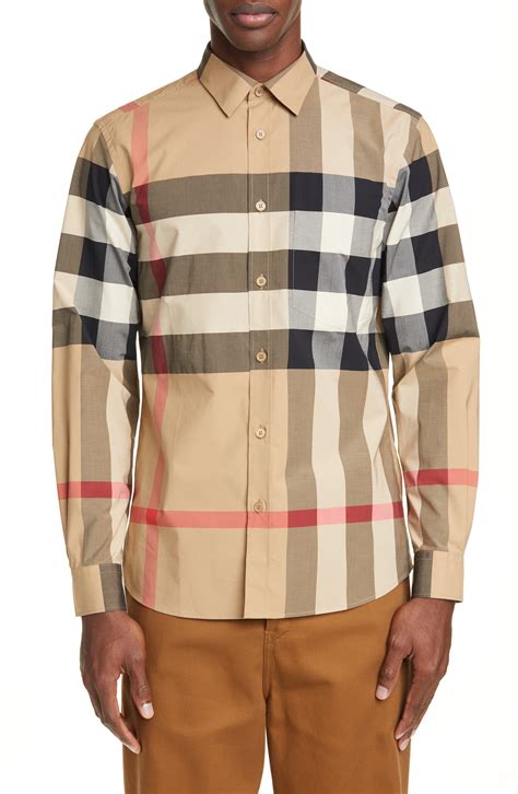 burberry button up mens replica|Burberry check button up shirt.